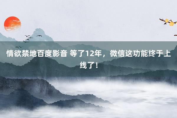 情欲禁地百度影音 等了12年，微信这功能终于上线了！