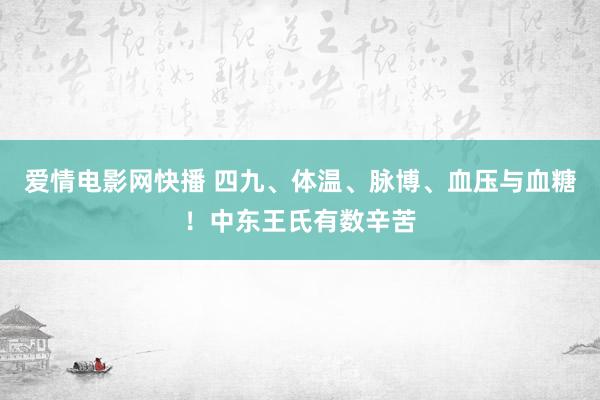 爱情电影网快播 四九、体温、脉博、血压与血糖！中东王氏有数辛苦