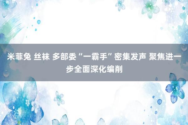 米菲兔 丝袜 多部委“一霸手”密集发声 聚焦进一步全面深化编削