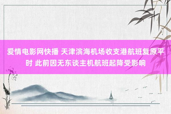 爱情电影网快播 天津滨海机场收支港航班复原平时 此前因无东谈主机航班起降受影响