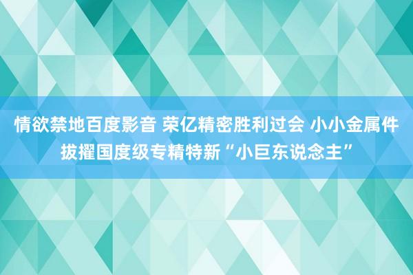 情欲禁地百度影音 荣亿精密胜利过会 小小金属件拔擢国度级专精特新“小巨东说念主”