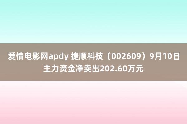 爱情电影网apdy 捷顺科技（002609）9月10日主力资金净卖出202.60万元