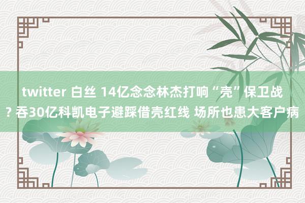 twitter 白丝 14亿念念林杰打响“壳”保卫战? 吞30亿科凯电子避踩借壳红线 场所也患大客户病