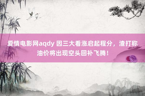 爱情电影网aqdy 因三大看涨启起程分，渣打称油价将出现空头回补飞腾！