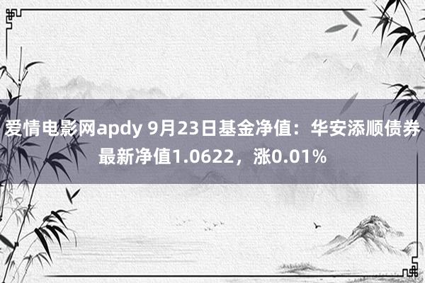 爱情电影网apdy 9月23日基金净值：华安添顺债券最新净值1.0622，涨0.01%