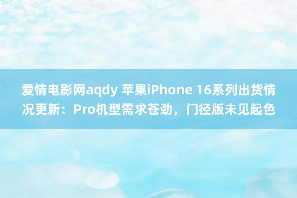 爱情电影网aqdy 苹果iPhone 16系列出货情况更新：Pro机型需求苍劲，门径版未见起色