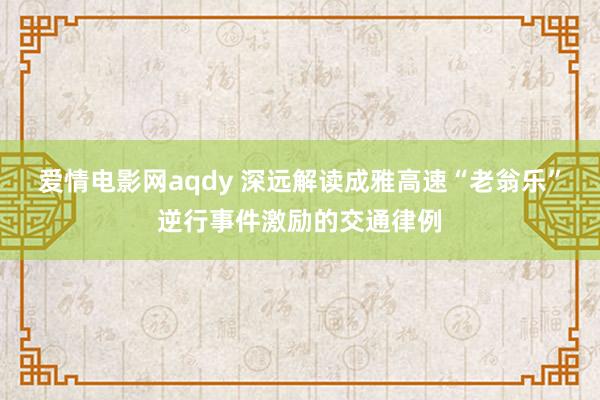 爱情电影网aqdy 深远解读成雅高速“老翁乐”逆行事件激励的交通律例