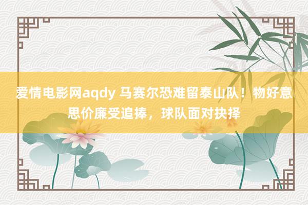 爱情电影网aqdy 马赛尔恐难留泰山队！物好意思价廉受追捧，球队面对抉择