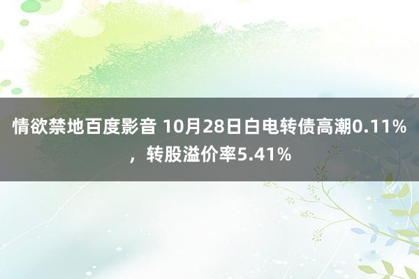 情欲禁地百度影音 10月28日白电转债高潮0.11%，转股溢价率5.41%