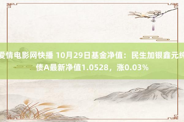 爱情电影网快播 10月29日基金净值：民生加银鑫元纯债A最新净值1.0528，涨0.03%