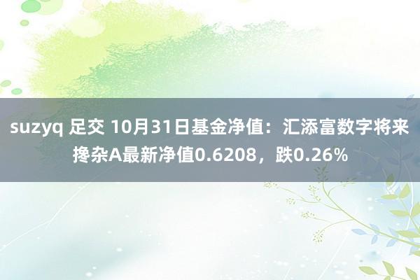 suzyq 足交 10月31日基金净值：汇添富数字将来搀杂A最新净值0.6208，跌0.26%