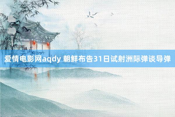 爱情电影网aqdy 朝鲜布告31日试射洲际弹谈导弹