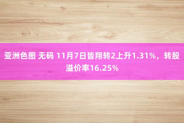 亚洲色图 无码 11月7日皆翔转2上升1.31%，转股溢价率16.25%