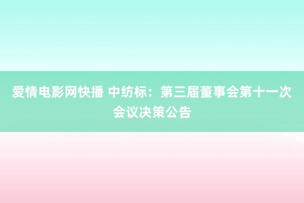 爱情电影网快播 中纺标：第三届董事会第十一次会议决策公告