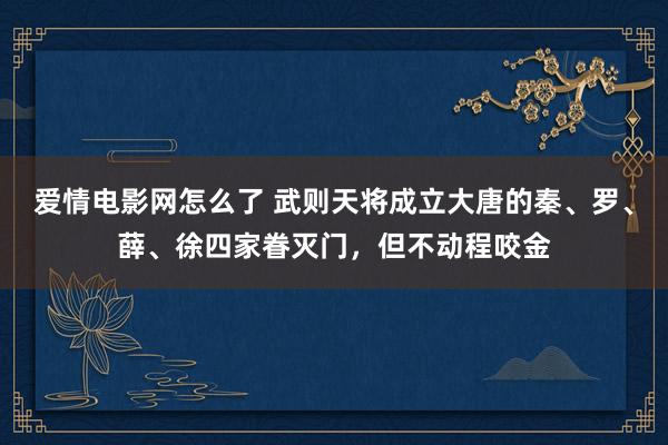 爱情电影网怎么了 武则天将成立大唐的秦、罗、薛、徐四家眷灭门，但不动程咬金