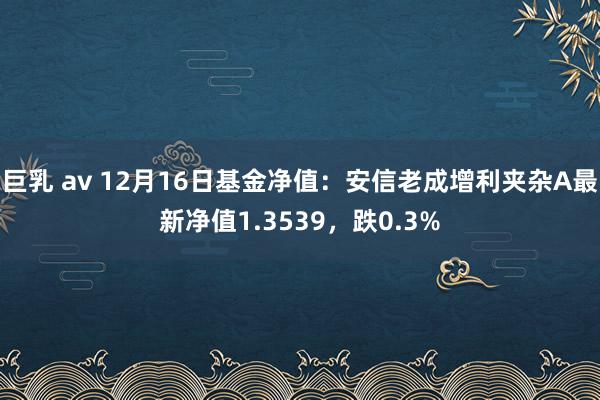 巨乳 av 12月16日基金净值：安信老成增利夹杂A最新净值1.3539，跌0.3%