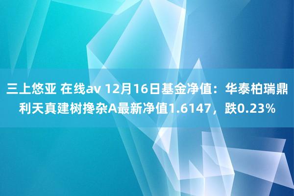 三上悠亚 在线av 12月16日基金净值：华泰柏瑞鼎利天真建树搀杂A最新净值1.6147，跌0.23%