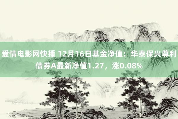 爱情电影网快播 12月16日基金净值：华泰保兴尊利债券A最新净值1.27，涨0.08%