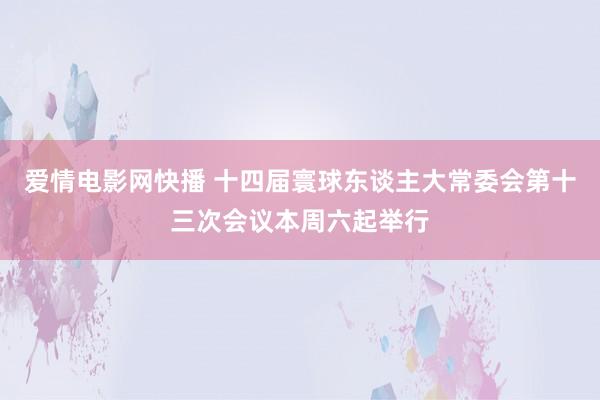 爱情电影网快播 十四届寰球东谈主大常委会第十三次会议本周六起举行