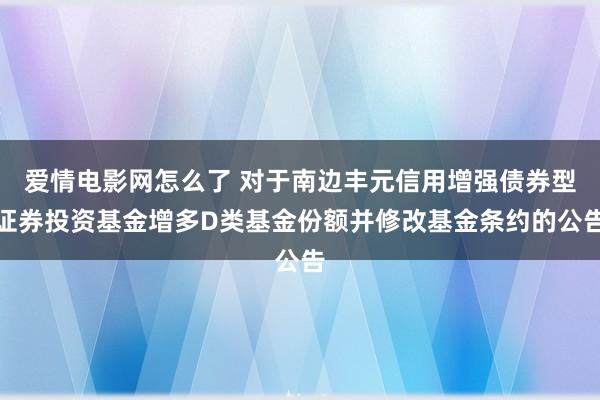 爱情电影网怎么了 对于南边丰元信用增强债券型证券投资基金增多D类基金份额并修改基金条约的公告