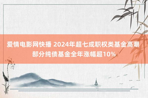 爱情电影网快播 2024年超七成职权类基金高潮 部分纯债基金全年涨幅超10%