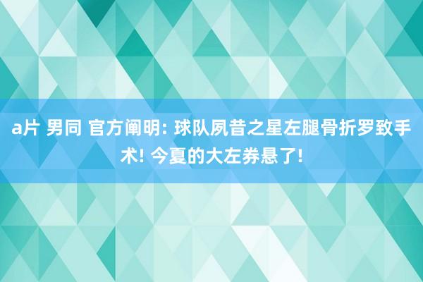 a片 男同 官方阐明: 球队夙昔之星左腿骨折罗致手术! 今夏的大左券悬了!