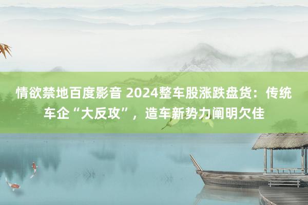 情欲禁地百度影音 2024整车股涨跌盘货：传统车企“大反攻”，造车新势力阐明欠佳