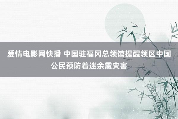 爱情电影网快播 中国驻福冈总领馆提醒领区中国公民预防着迷余震灾害