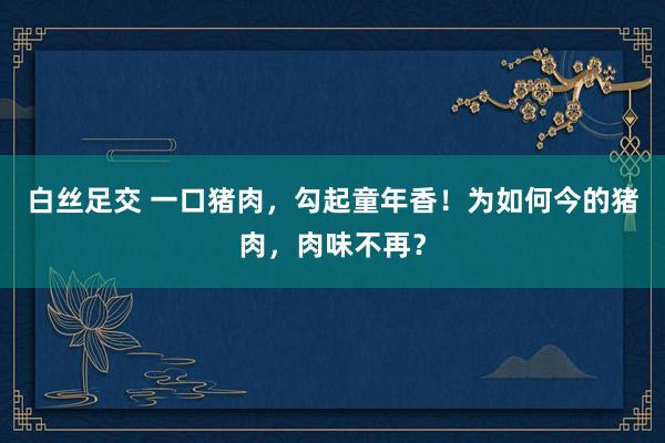 白丝足交 一口猪肉，勾起童年香！为如何今的猪肉，肉味不再？